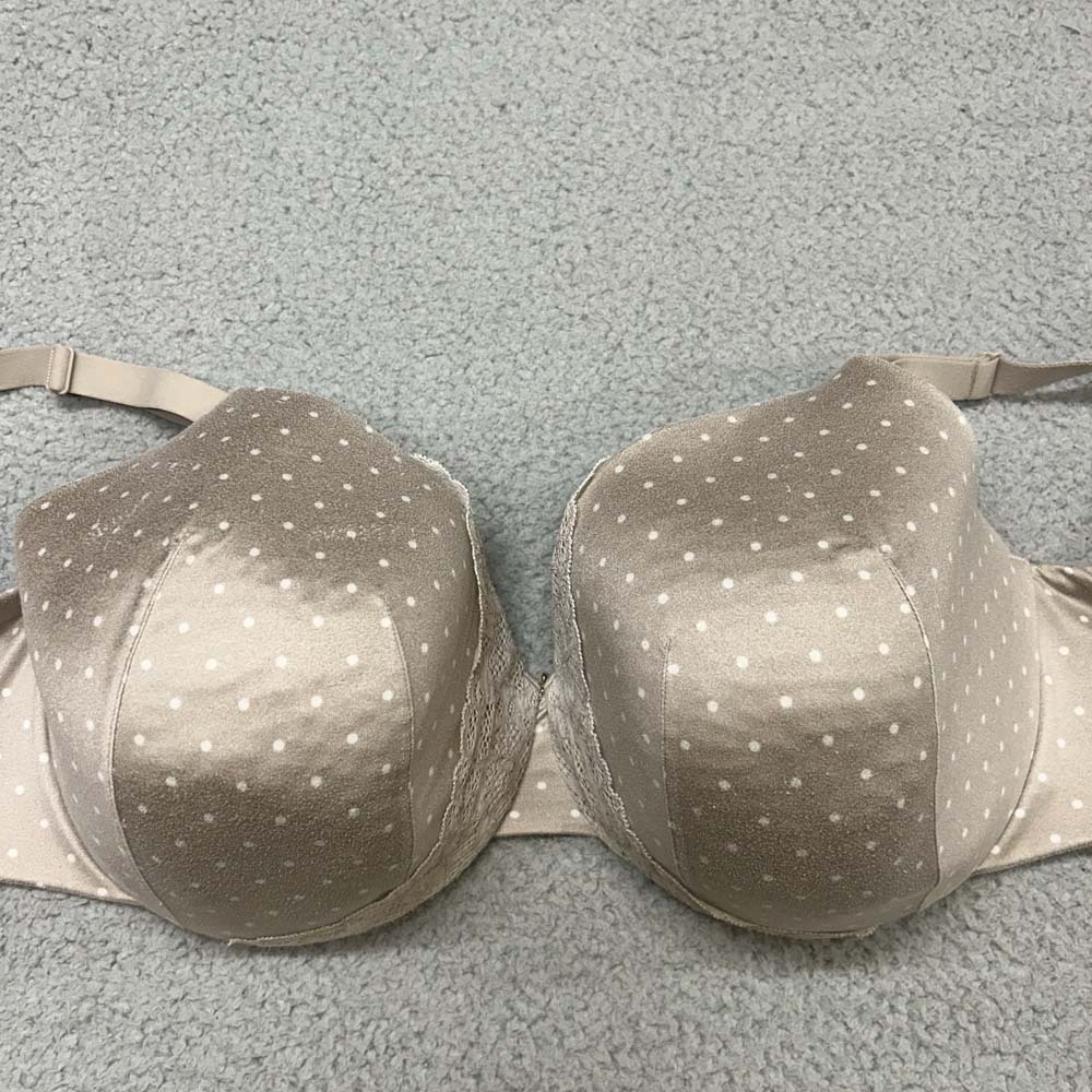Cacique Bra 44DDD Full Coverage Lightly Lined Underwire Polka Dot Nude